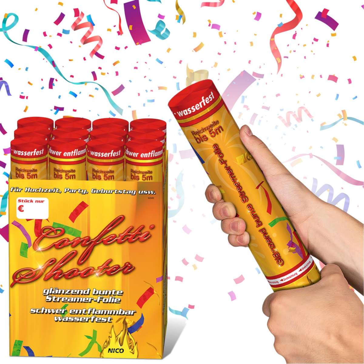 Confetti Shooter bunt 30 cm Confetti Shooter bunt 30 cm